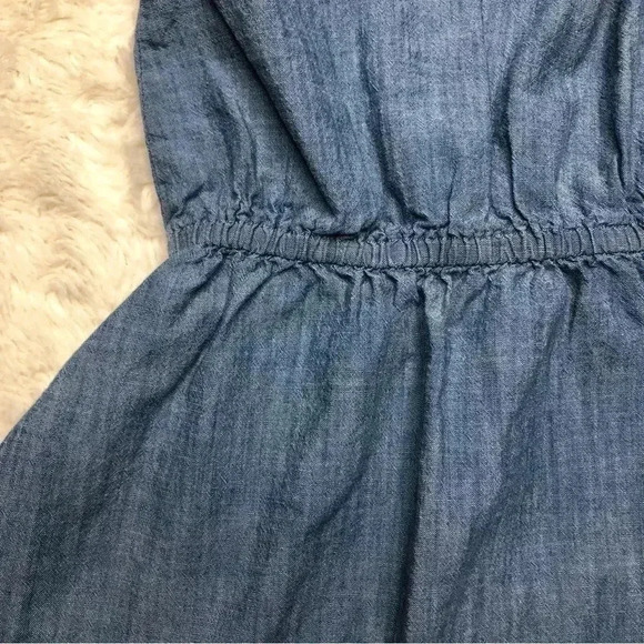 Joe Fresh Jean Dress Buttons Bow Collared Blue Size 6 / Small - Picture 14 of 16
